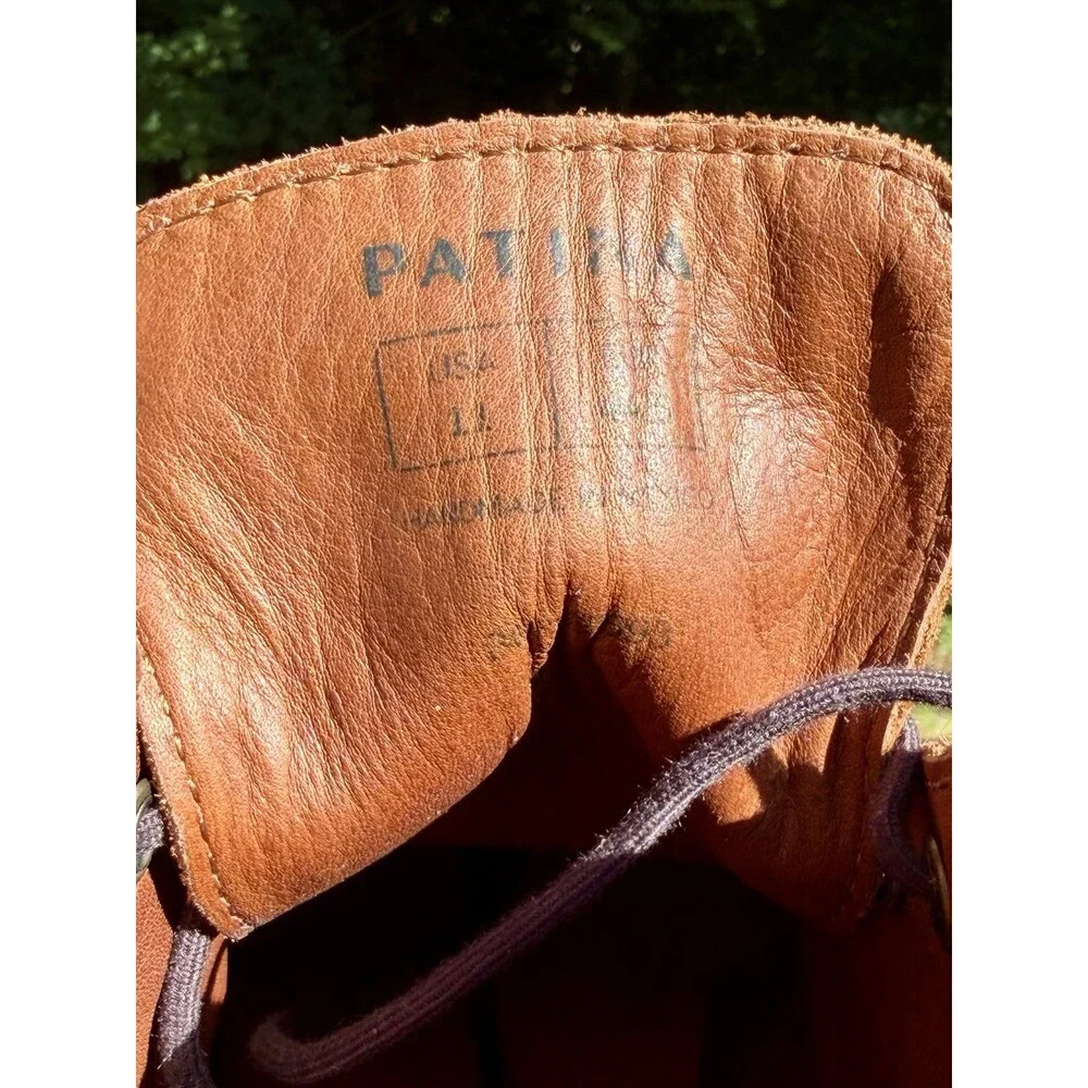 Portland Leather Patina Men's 11 M Breaker Boots Brown Leather Cap-Toe Lace-U